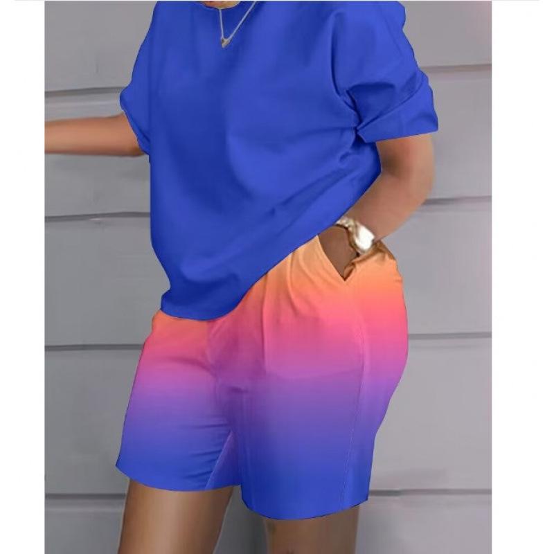 Conjunto de top y pantalones cortos informales de gran tamaño con estampado 3D de verano, conjunto informal de dos piezas informales de moda para mujer, chándales