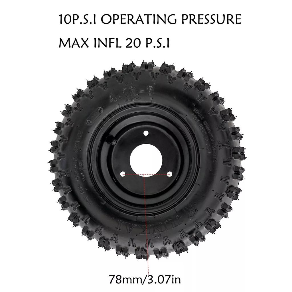 ATV Accessories TDPRO 4pcs 4.10-6'' Tires Wheel Rims for Mower Gas Scooter Quad Razor E-Bike Tricycles