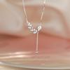 Diamond-Encrusted Wheat Ear Necklace Design Sense Lucky Tassel Long Leaf Pendant Collarbone Chain