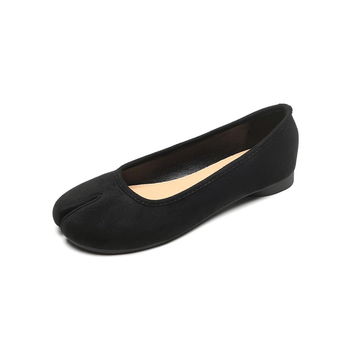 

Женские туфли-лодочки на плоской подошве, темпераментные туфли с раздельным носком, туфли в стиле ретро на одну педаль 43 чёрный