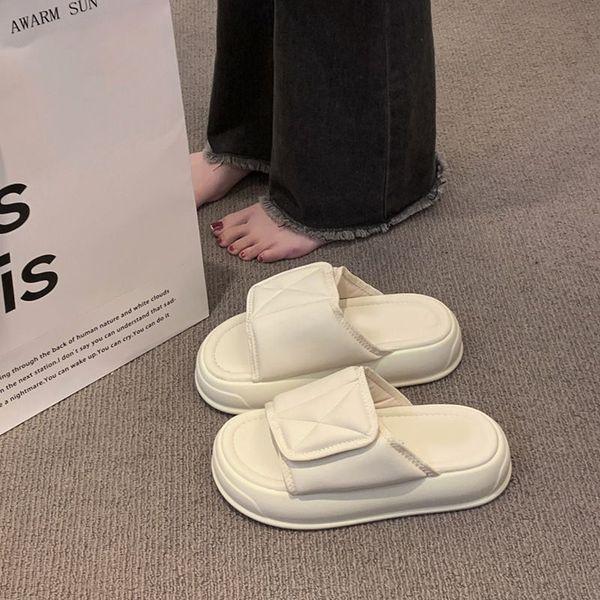 Fashion Slippers Casual Summer Women's Shoes Pantofle Slides Shale Female Beach Luxury 2025 Sabot Soft Flat Leisure Hook & Loop Female S