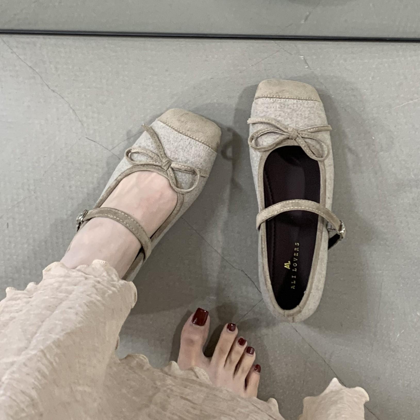 

2025 новые серые туфли-лодочки с открытым верхом, на скрытой платформе, женские осенне-зимние, балетного стиля, с бантом, с ремешком Мэри Джейн 39