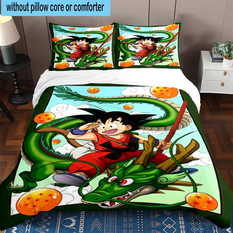 3PCS Goku Anime 3pcs Bedding,Including 3PCS Duvet Cover And 2pcs Pillowcases Perfect for Christmas,Ideal for Bedroom, Dormitory
