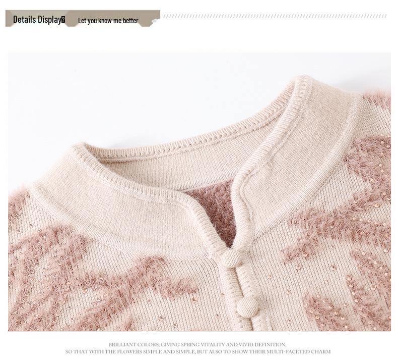 Mom's Fleece Knitted Warm Sweater for Middle-Aged & Elderly Women - Thickened Autumn/Winter Base Layer