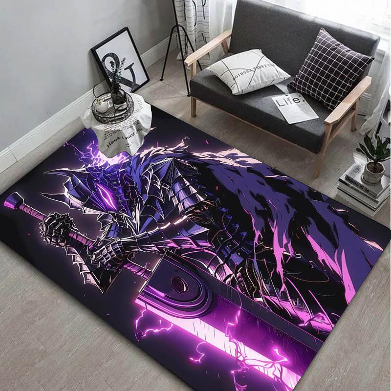 Cool 3D Berserk Guts Rage Anime Carpet Rug Art for Room Decor Sofa Christmas Halloween Gifts Game Area Rug Non-slip Floor Mat