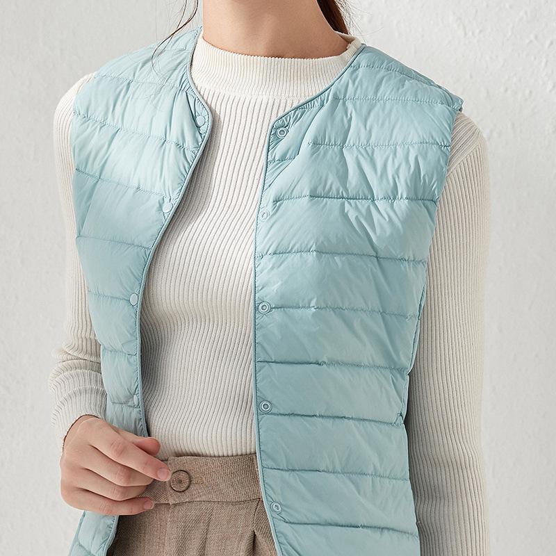 Women's 2025 Lightweight Collarless Down Vest - Short, Versatile, Fashionable Korean Style.