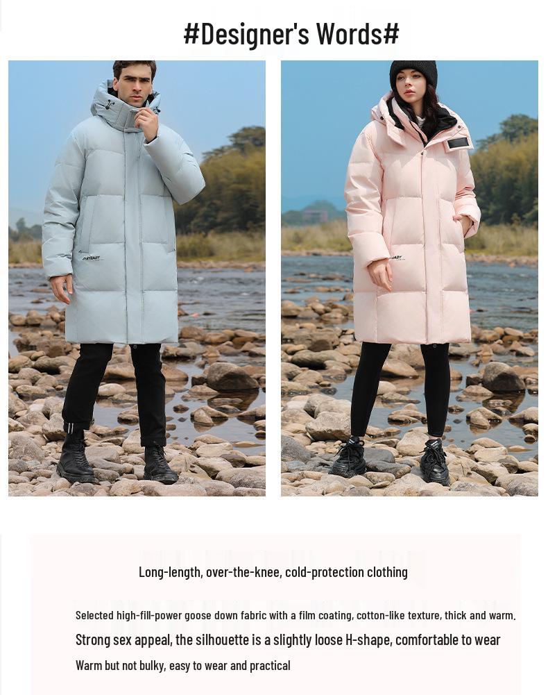 Stylish Mid-length Winter Down Jacket: Warm, Slimming Coat for Couples