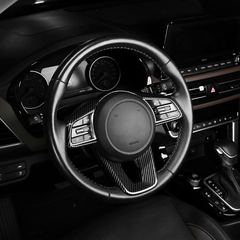 YOUTOOCAR Steering Wheel Cover Trim Compatible with Kia Seltos 2021-2023 Accessories (Carbon Fiber Pattern)