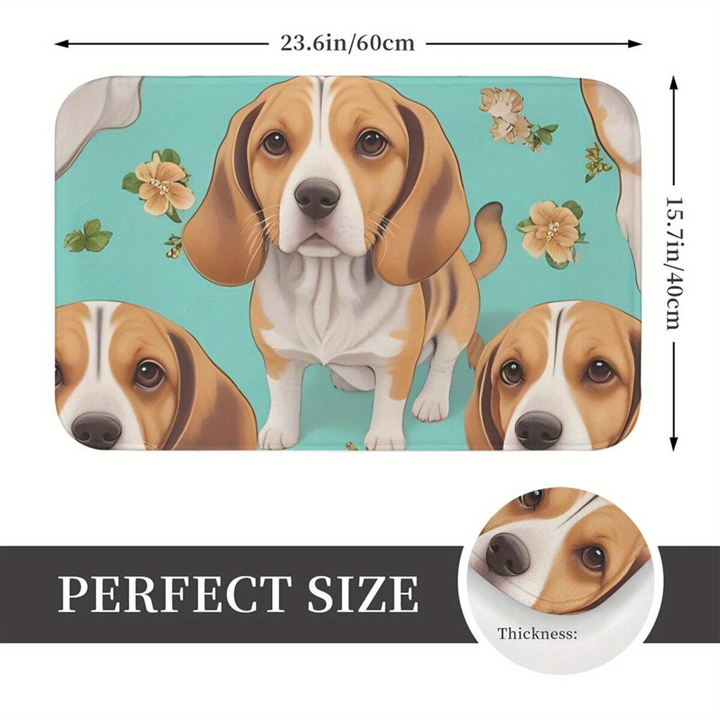 1pc Bedroom Mat Stylish Beagle Doormat Flannel Carpet for Entrance Home Decoration