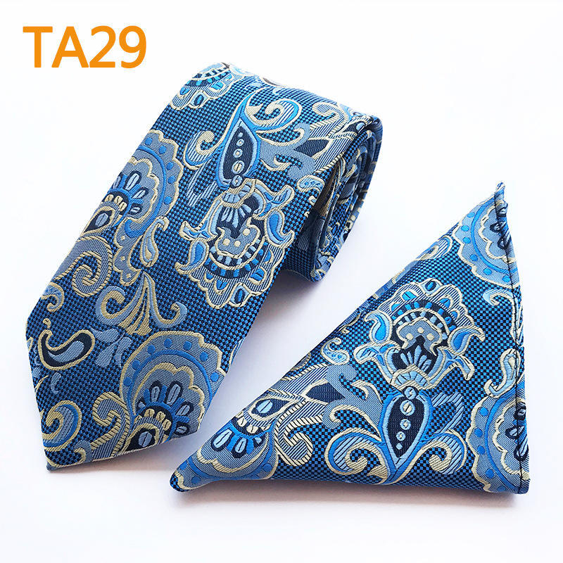 Polyester Large Waist Men'S Tie Men'S Pocket Towel Two-Piece Set