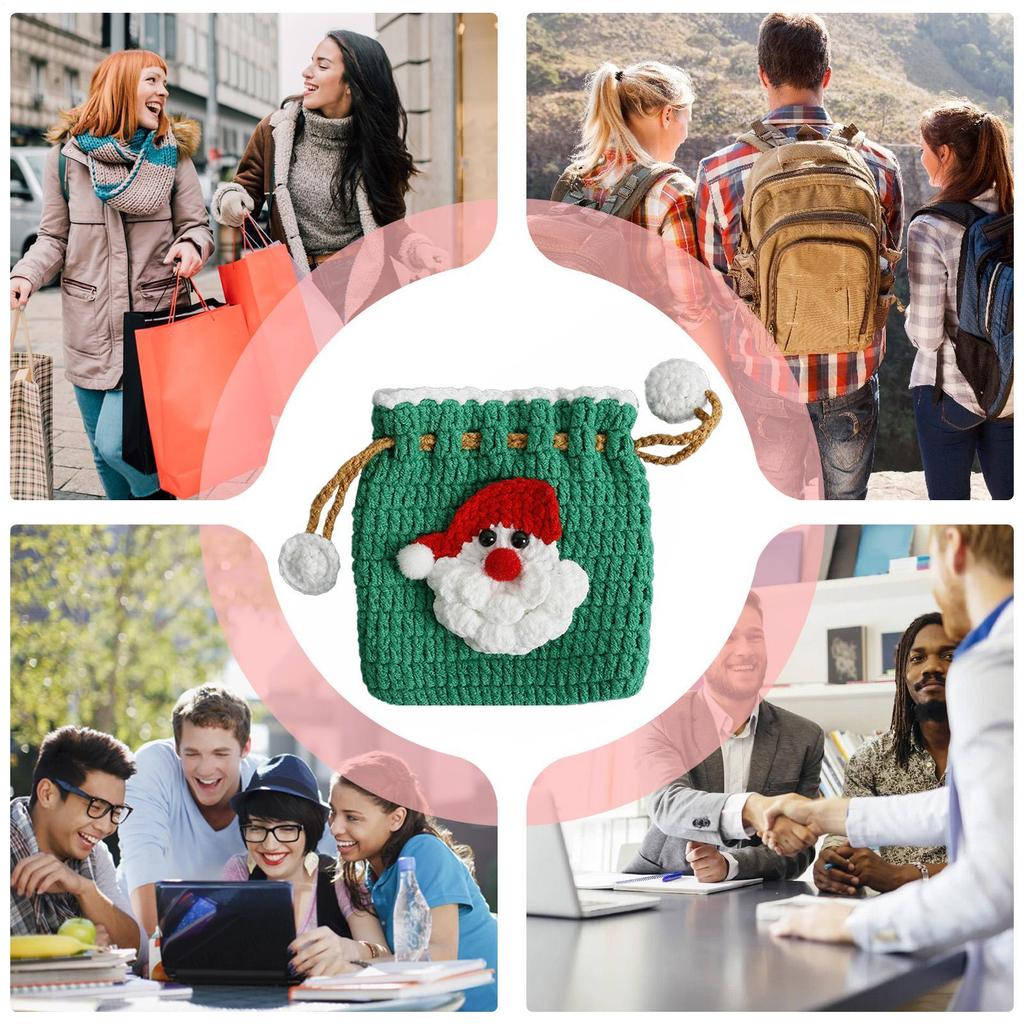 Coin Purse Christmas Drawstring Crochet Wallet Change Purse For Change Money Cash Jewelry Lipstick Earbuds Shopping