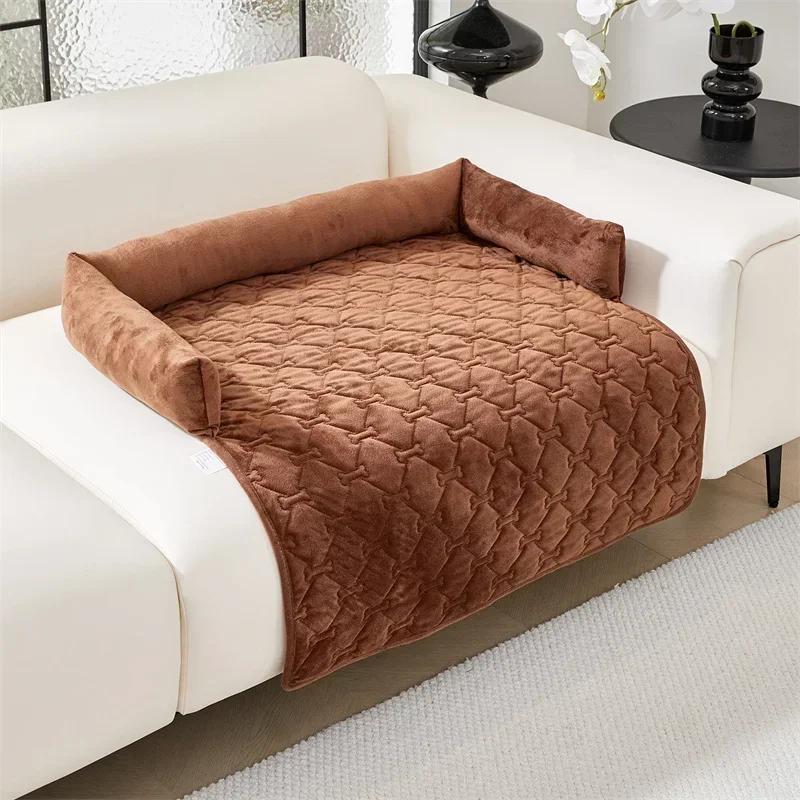 Thick Velvet Pets Pad Sofa Mat Anti-slip Plaid Dog Cat Kennel Couch Slipcover for Living Room Washable Bed Pad Protector Winter