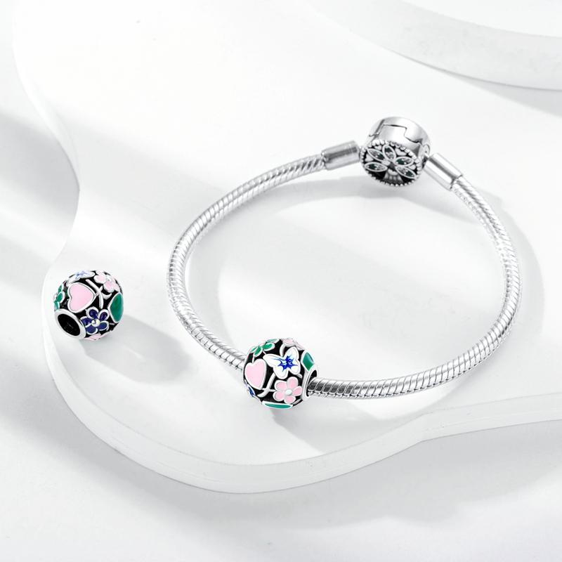 Charms Copperheart-Shaped Butterflies Flowers Beads Fit Charms Plataoriginal Bracelet Beads Women Jewellery Making Diy