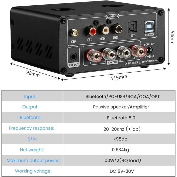 Amplificateur À Tube - AIYIMA - T9 - Bluetooth 5.0 - 100W - 2.1 Canaux