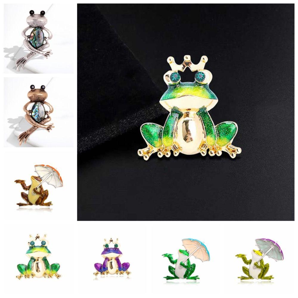 

Animal Crown Frog Brooch Zinc Zinc Zinc Alloy All-match Party yellow&green-c