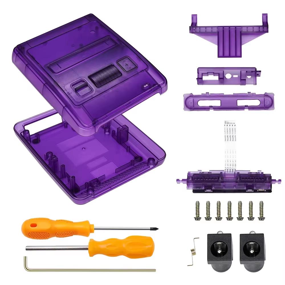 Bitfunx SFC Replacement Case Transparent Shell For Super Famicom Console Super NES Game Console