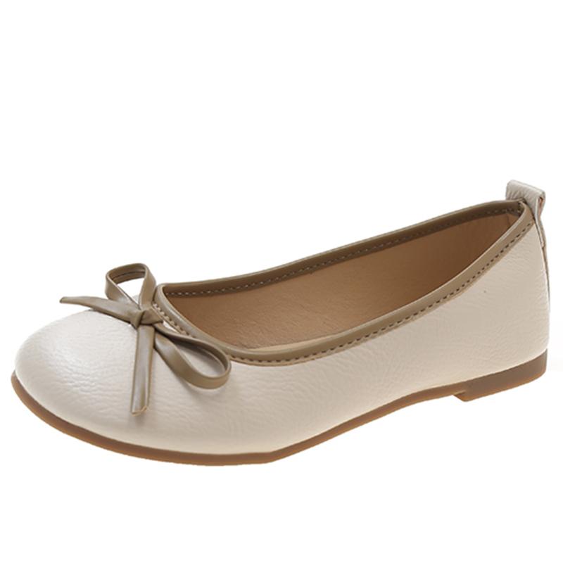 Lucyever Bow Pu Leather Women Ballet Flat Shoes 2024 Comfort Slip on Soft Sole Flats Woman Shallow Mouth Single Shoes Female
