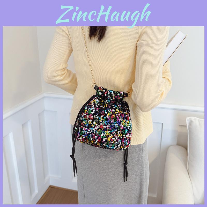Fashion Colorful Sequin Design Women Drawstring Bucket Bag For Casual Outings