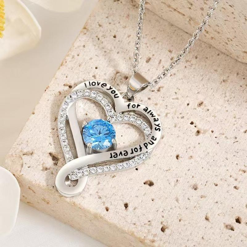 Luxurious Sparkling Zircon Double Heart Pendant Necklace, Suitable As A Valentine's Day  Gift for Girlfriends and Wives