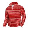 Men's Sweatshirt with Stand Collar Christmas Print Pullover for Casual Wear