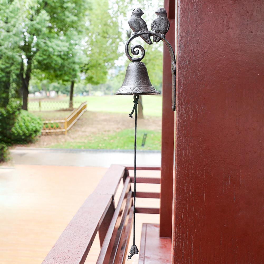 Front Porch Bell Outdoor Bird Bell Rustic Iron Dinner Bell with Bird Design Vintage Wall Mounted for Farmhouse Church Decor