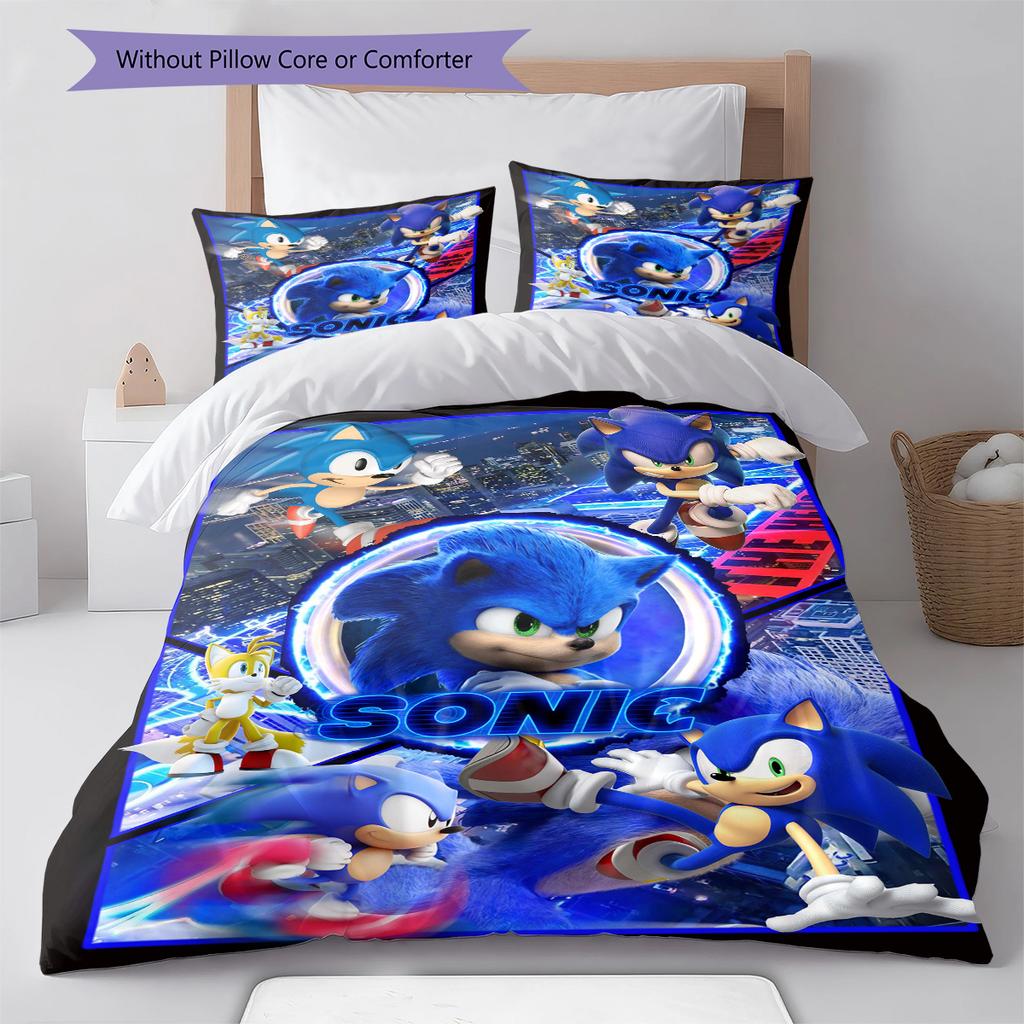Flashy Hedgehog Pattern Bedding Quilt Set Quilt Cover Pillowcase Home Decoration Gift (1 * duvet cover + 2 * pillowcase, without core)