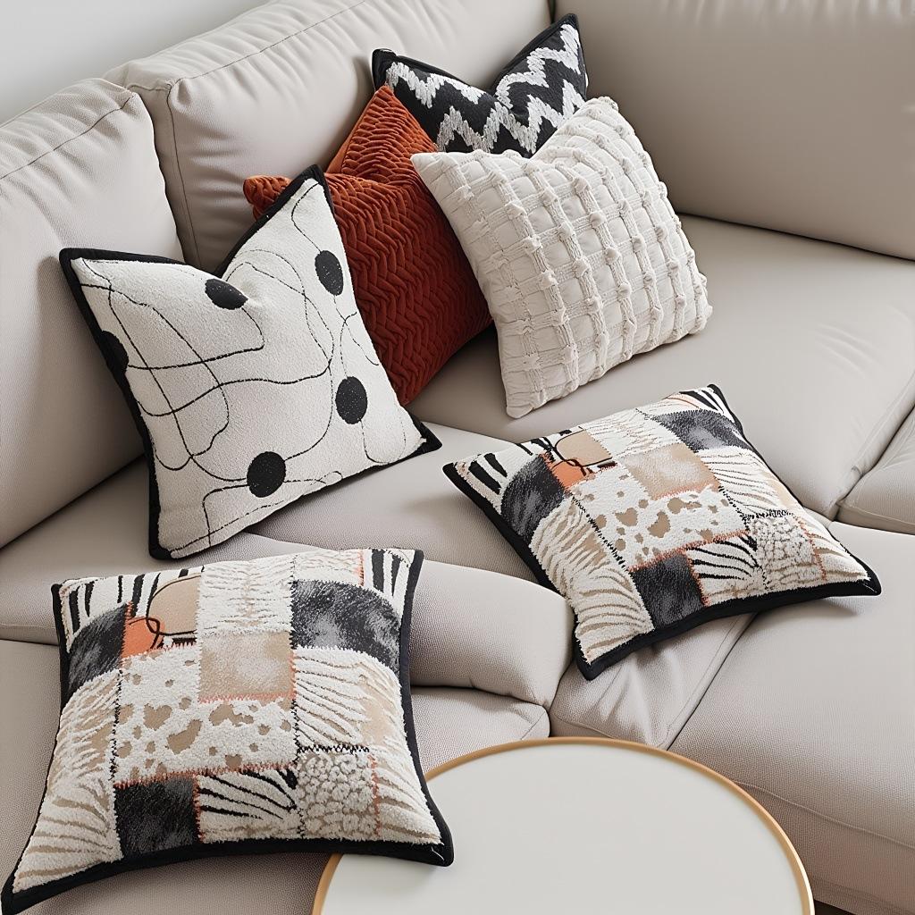 Light Luxury Modern Style Pillow, High-end Sofa, Living Room Cushion, Bedroom Bedside Pillow, Waist Pillow, Soft Furnishing Model Room Pillow Case