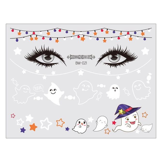 Waterproof Halloween Bat Face Stickers for Kids - Aesthetic Temporary Tattoos