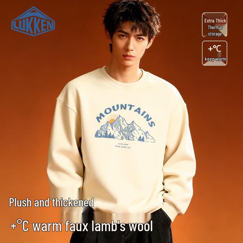 

LUKKEN Мужской свитшот с круглым вырезом на флисовой подкладке в американском ретро-стиле 4XL