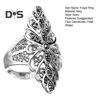 Anello da Dito in Pizzo Retro Esagerato con Pietre Preziose Finte Petalo Fascia da Dito Donna Colore Argento Anello Decorativo Accessori Gioielli