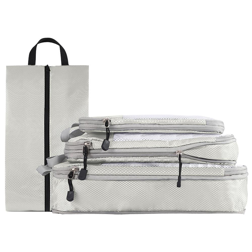 

4PCS Travel Storage Bag Waterproof Portable Handbag Luggage Organizer Large Capacity Luggage Organizer Travelling/Home Storage бежевий