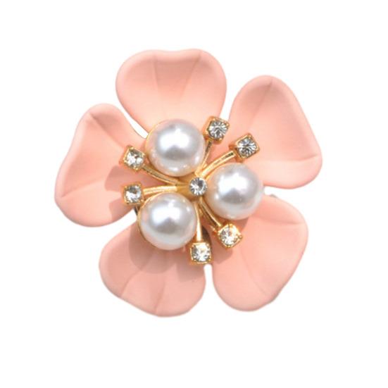 Flower Cufflinks Faux Pearl Rhinestone Flower Button Covers for Women Dress Shirts Crafting DIY Embellishments Gifts