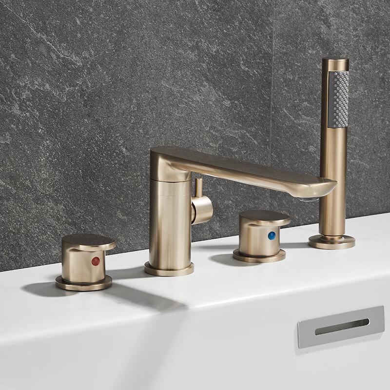 Brushed Gold Wall-Mounted Bathtub Faucet & Shower Set