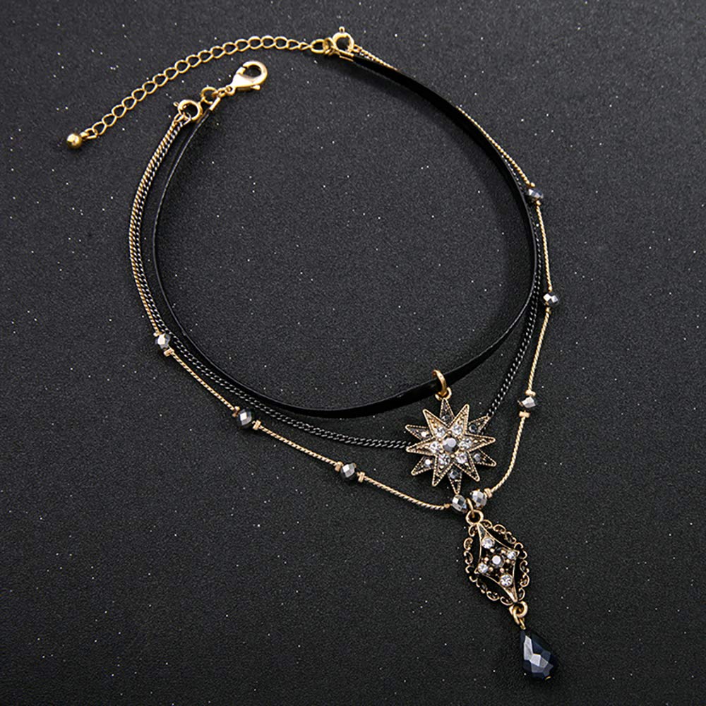 Casvno Choker Necklace, Women's, Layered Star Pendant Necklace Jewelry, Metal