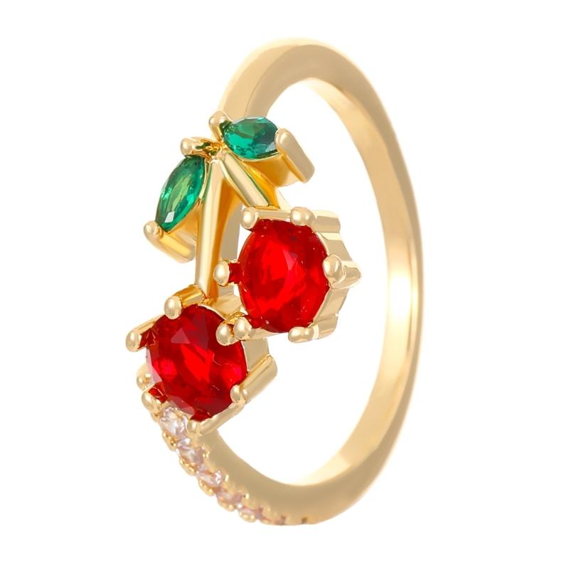 Elegant Cherry Rings Fashionable Rings Adjustable Open Rings Copper Texture Suitable for Dates Parties and Daily Outfits