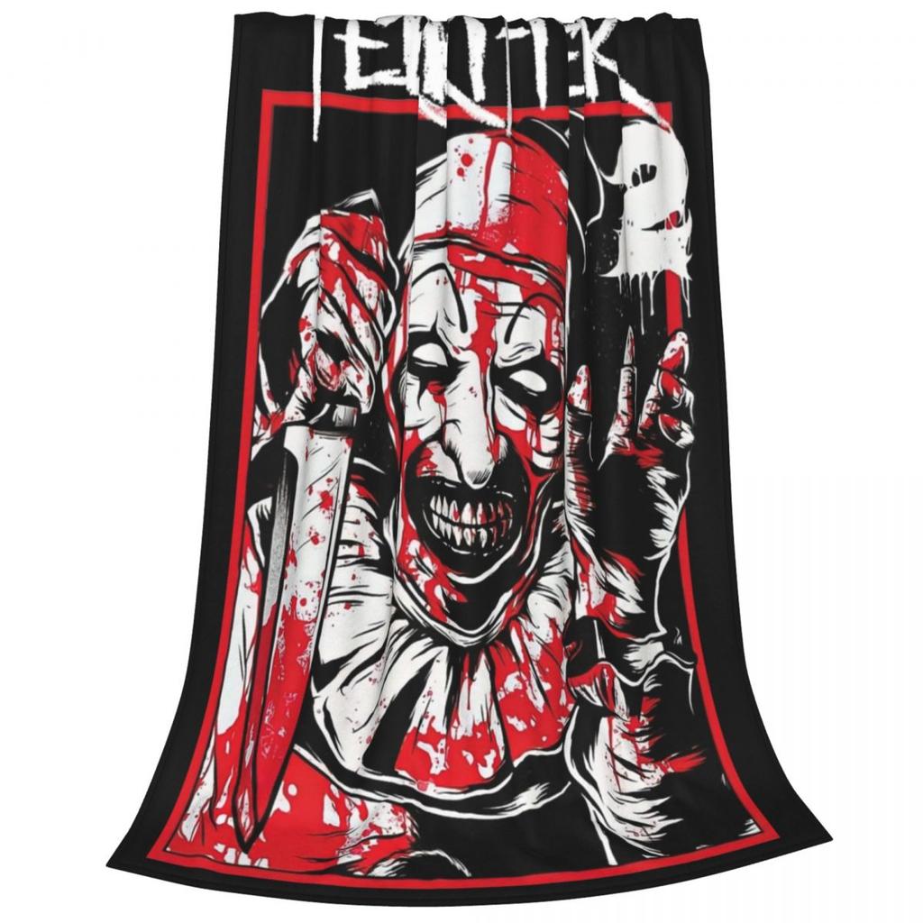 Terrifier 2 Movie Art The Clown Blanket Coral Fleece Plush Decoration Breathable Throw Blanket for Bedding Plush Thin Quilt