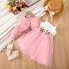 Girls' Princess Dress Two-Piece Set, Stylish Tweed-Inspired Outfit