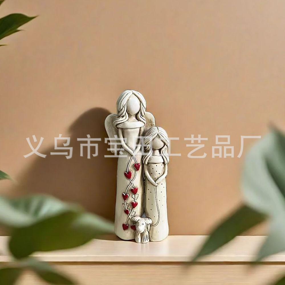 

Креативное украшение статуэтки родителя и ребенка, исцеляющая семейная фигурка, ангел, мать и дочь, картина, смоляная статуэтка