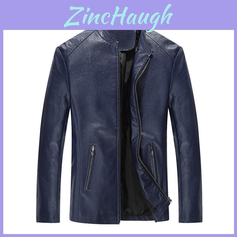 Men's Motorcycle Pu Leather Jacket Slim Fit Zip Up Classic Retro Outwear For All Occasions