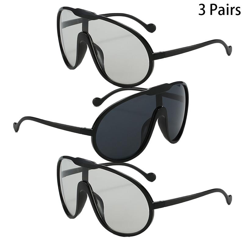 

3 Pairs Oversize Sunglasses Men 2025 Fashion Outdoor Windproof Goggle Women Stylish Wrapped Round Brand Design Protective Shades as picture shows