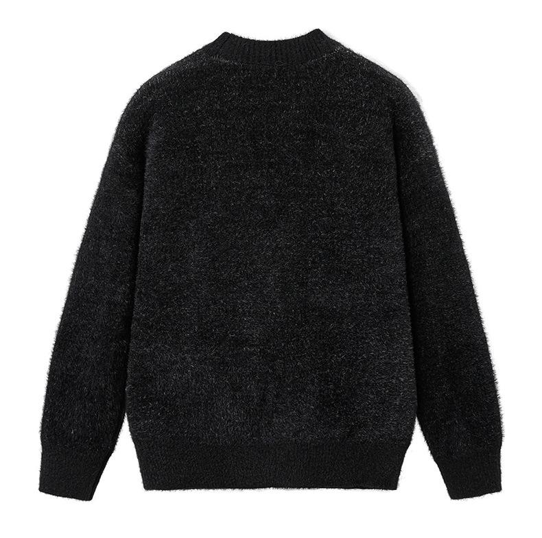 Men's Retro Color Block Thick Knit Cardigan Sweater for Autumn/Winter