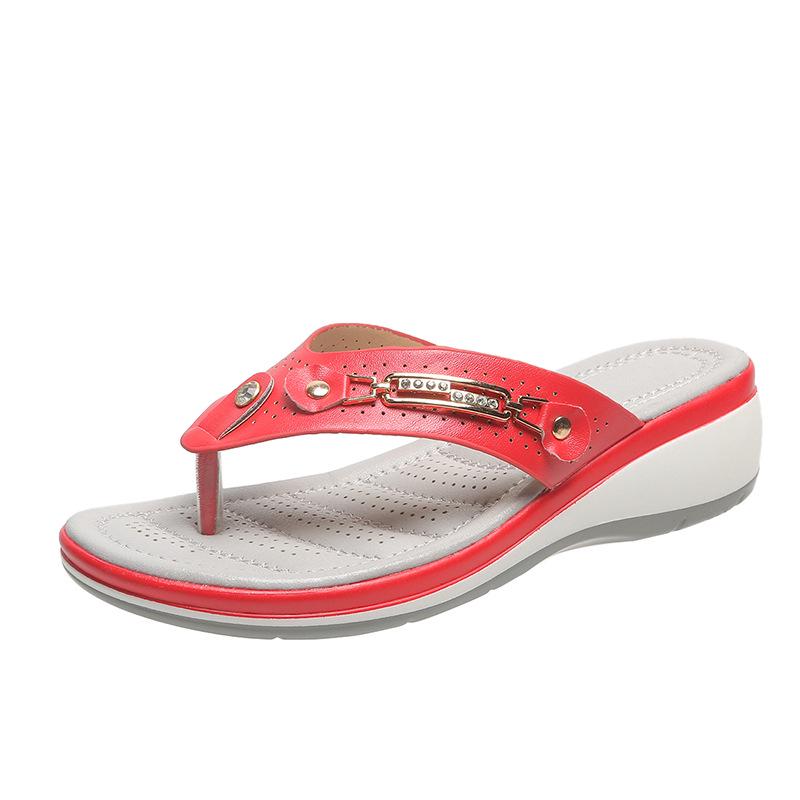 

2023 Women s Outdoor Flip-Flops: Casual Beach Sandals, Summer Plus Size Slippers 35 красный