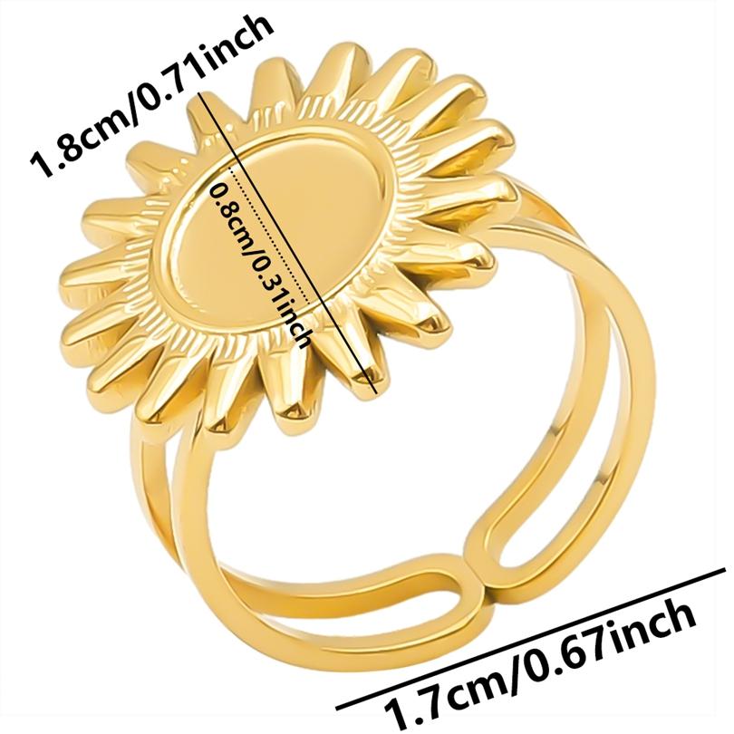 

1/5pcs Real Gold Plated PVD Stainless Steel Ring Sun Bowknot Heart Wide Open Rings For Women Men Accessories DIY Fashion Jewelry 1pcs