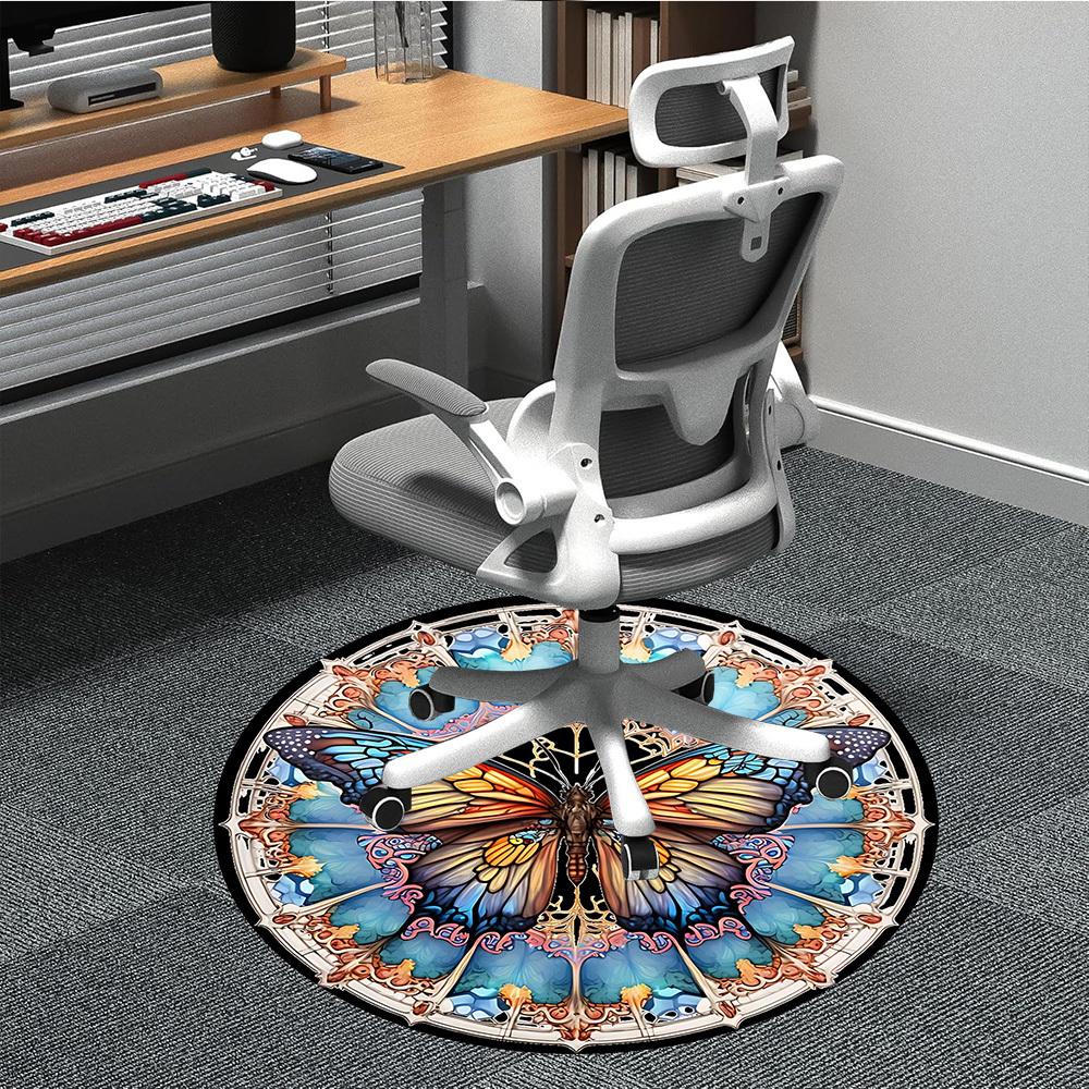 

1pc Butterfly Mandala Chair Carpet for Office Non-Slip, Machine Washable Rug for Office, Room - Holiday Decor, Machine Made yy251016062 80cm by 80cm