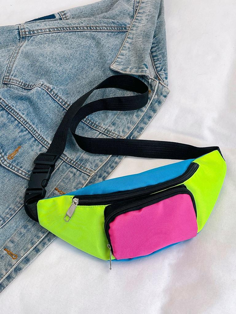 Borsa a tracolla alla moda per donna, marsupio, colore a blocchi, zaino da petto, per sport all'aperto, equitazione, marsupio Phe