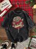 T-shirt Vintage Imprimé Rose Gothique Unisexe Lavé Col Rond Décontracté Surdimensionné Y2K Streetwear Manches Courtes pour Usage Quotidien