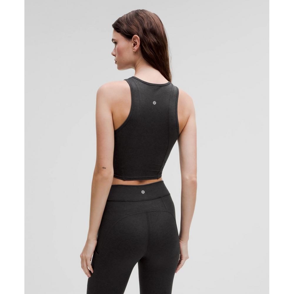 Lululemon Softy Suedey Crewneck Cropped Tank Top Black Black