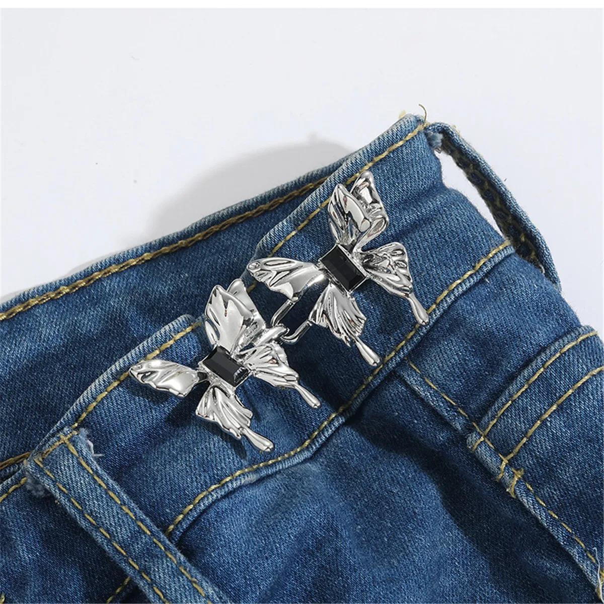 

Adjustable Butterfly Waist Tightener Clip, No Sew Jean Buttons for Women s Loose Jeans Skirts Dresses Fashion Waist Accessories