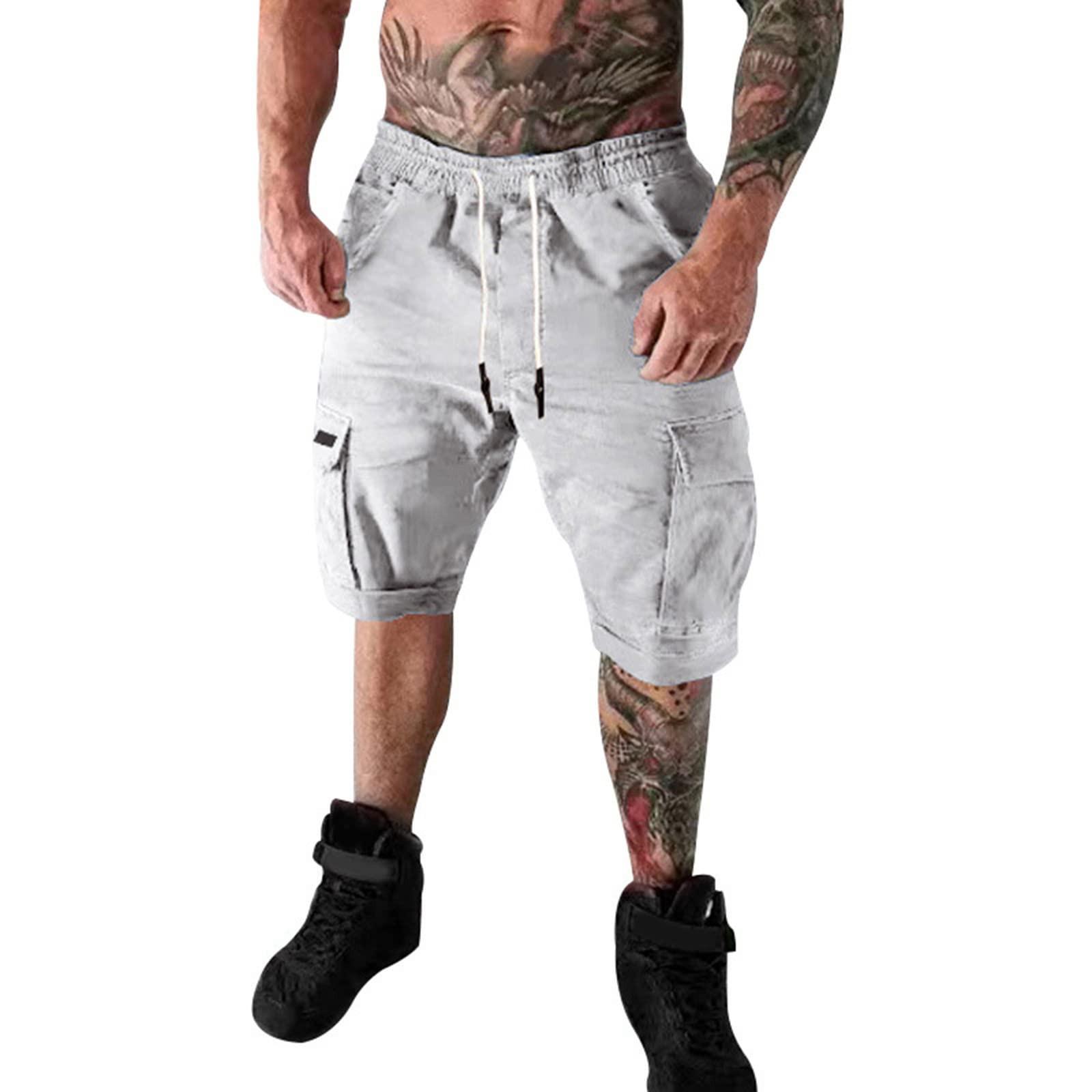 

Мужские летние повседневные на открытом воздухе повседневные комбинезоны с карманами в стиле пэчворк Спортивные шорты Брюки XL белый