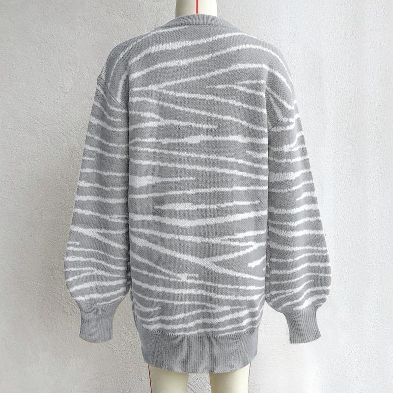 Spring Fall Clouds Pattern Above Knee Mini Knitting Sweater Dress Women Casual Straight O-Neck Full Sleeve Loose Waist S-L